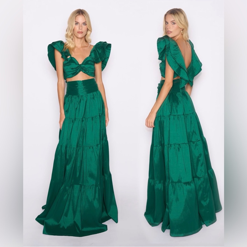 Elegant Green Two Piece Evening Gown
